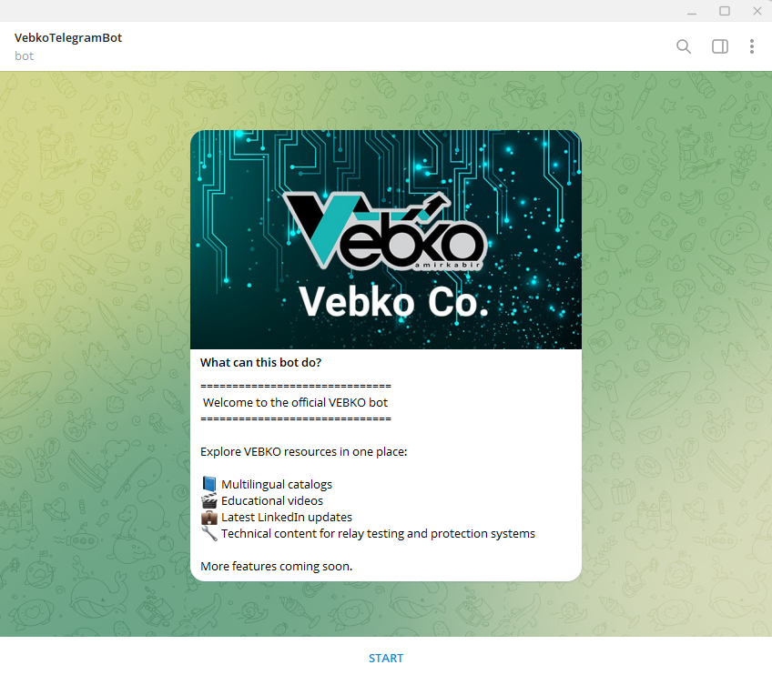 VEBKO Telegram Bot technical support and smart assistant interface